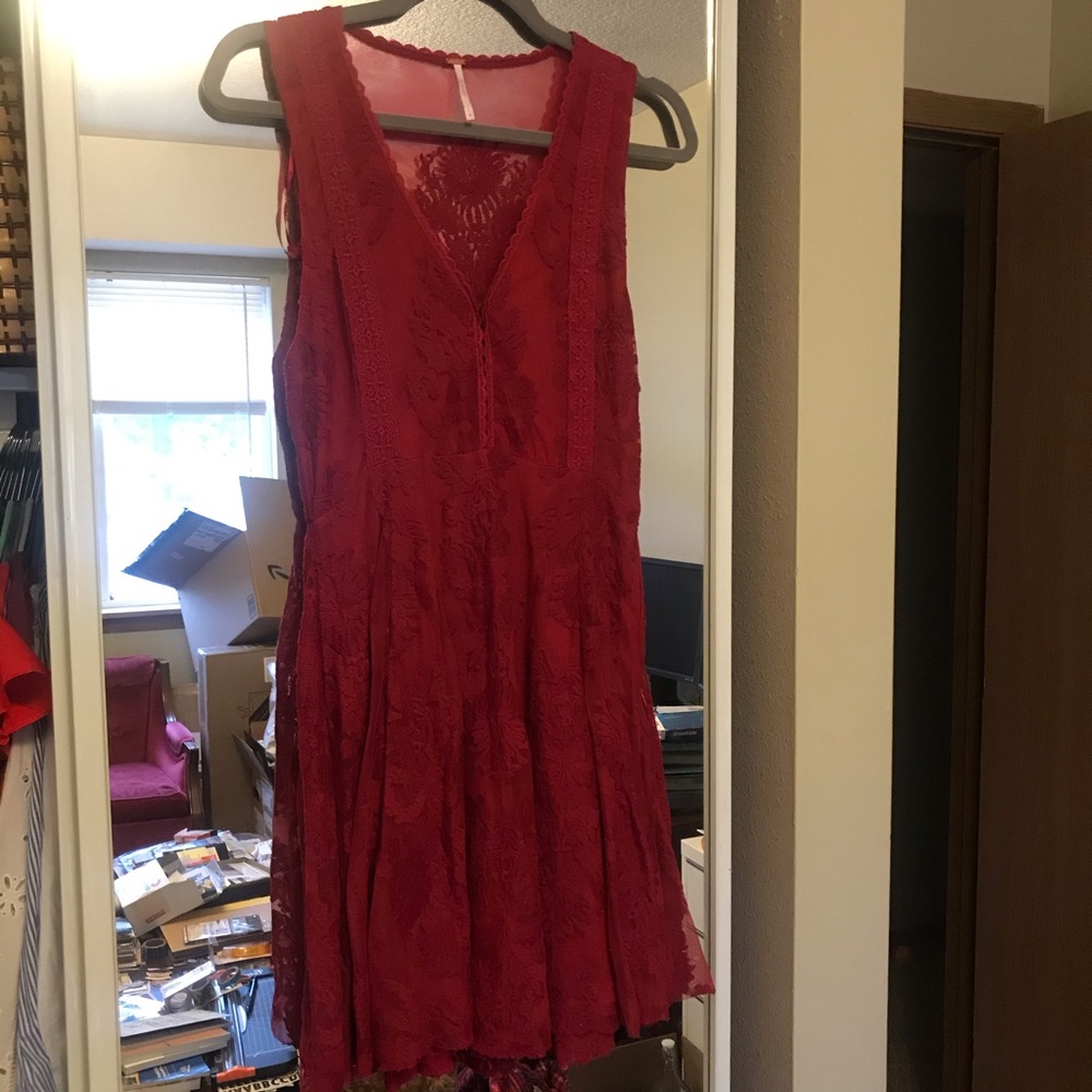 Red Free People lace dress